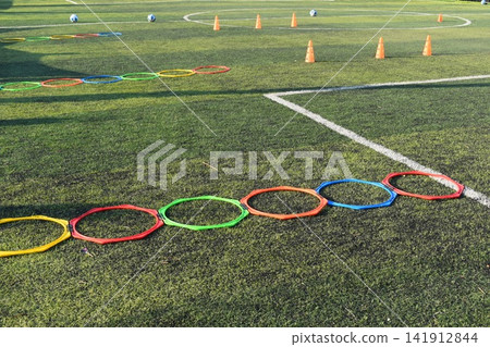 soccer equipment sport for training team on artificial grass soccer equipment sport for training team on artificial grass 141912844