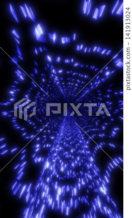 Blue glowing particle tunnel with digital fragments and deep perspective, creating a futuristic cyberspace vortex background. Blue glowing particle tunnel with digital fragments and deep perspective, creating a futuristic cyberspace vortex background. 141913024