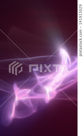 Abstract purple plasma flow with translucent glowing shapes, soft light waves, and futuristic liquid energy. 141913029