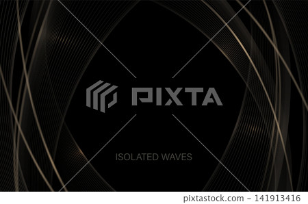 Isolated design elements. Illustration with gold waves and glitter Isolated design elements. Illustration with gold waves and glitter 141913416