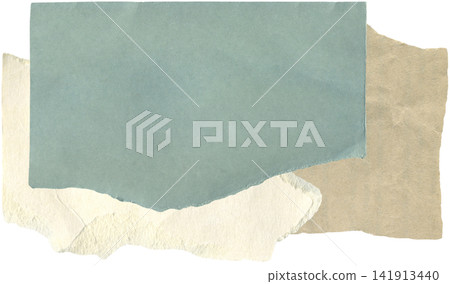 Scrapbook paper collage background with torn light blue and cream carton and aged sheets paper. Vintage paper scraps with ripped edges for banners, design, notes Scrapbook paper collage background with torn light blue and cream carton and aged sheets paper. Vintage paper scraps with ripped edges for banners, design, notes 141913440