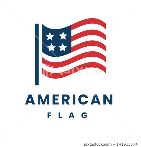 Clean Waving Flag with Stars and Stripes Logo for Patriotic American Clean Waving Flag with Stars and Stripes Logo for Patriotic American 141913574