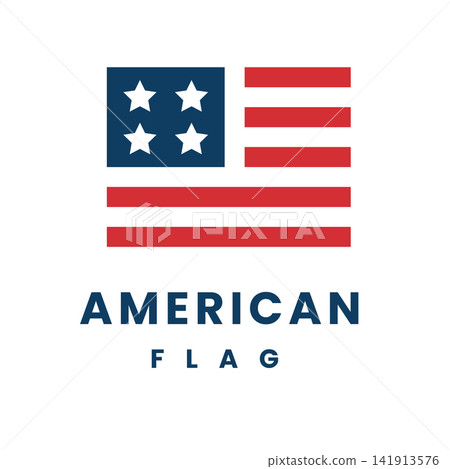 Simple Flag with Stars and Stripes Logo for Patriotic American Simple Flag with Stars and Stripes Logo for Patriotic American 141913576