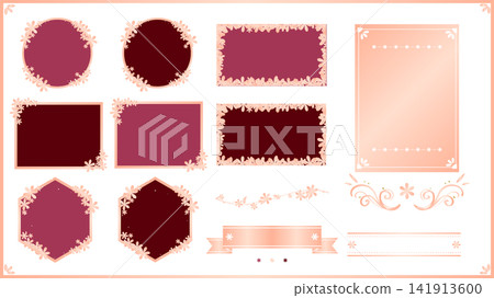 Pink gold floral decoration and delicate decorative frame set Pink gold floral decoration and delicate decorative frame set 141913600