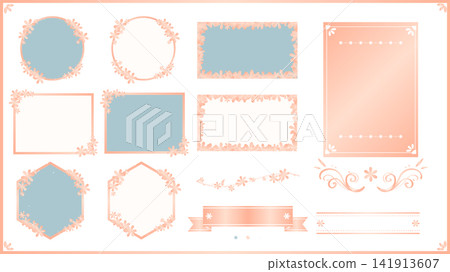 Pink gold floral decoration and delicate decorative frame set Pink gold floral decoration and delicate decorative frame set 141913607