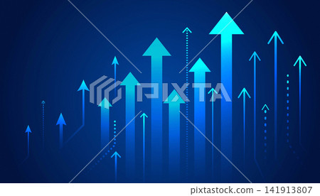 multiple rising arrows on blue background multiple rising arrows on blue background 141913807