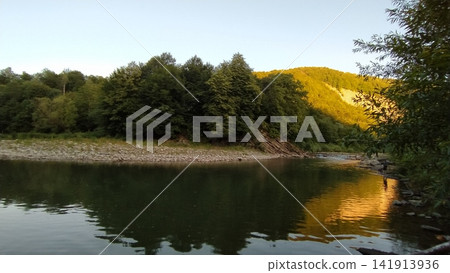 Mountain river Prut in Yaremche, Ivano-Frankivsk region 141913936