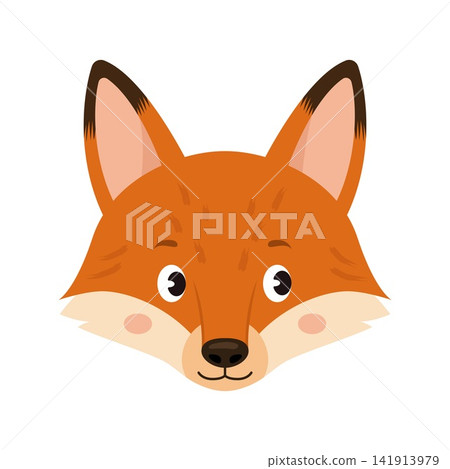 Cute cartoon fox head vector illustration isolated on white background Cute cartoon fox head vector illustration isolated on white background 141913979