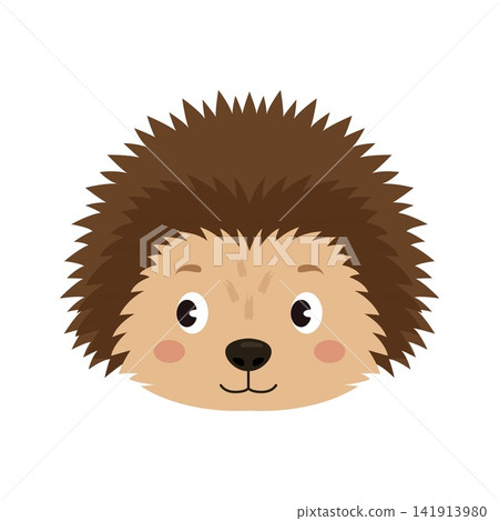 Cute cartoon hedgehog head vector illustration isolated on white background Cute cartoon hedgehog head vector illustration isolated on white background 141913980