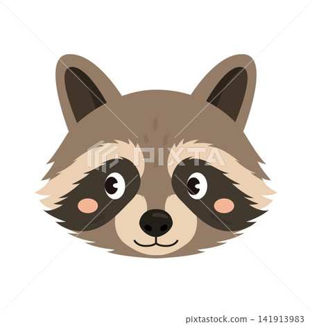 Cute cartoon raccoon head vector illustration isolated on white background Cute cartoon raccoon head vector illustration isolated on white background 141913983