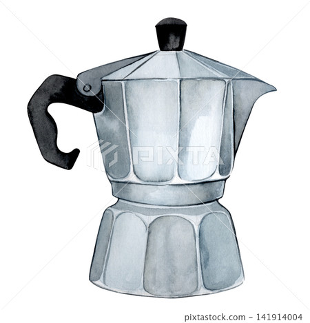 Coffee pot. Watercolor clipart, vintage illustration. Coffee pot. Watercolor clipart, vintage illustration. 141914004