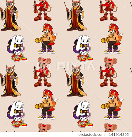 Cute School Animals with Owl Rabbit Mouse and Fox Cute School Animals with Owl Rabbit Mouse and Fox 141914205