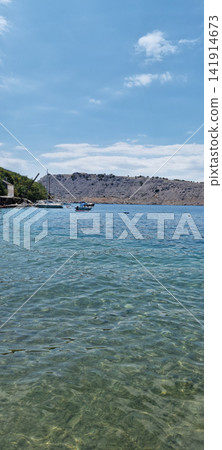 Beautiful view of the Adriatic Sea from Uvala Scott towards Krk Island Beautiful view of the Adriatic Sea from Uvala Scott towards Krk Island 141914673