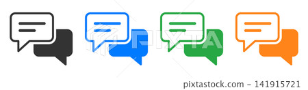 Speech bubble communication chat icon set: Black, Blue, Green, Orange Speech bubble communication chat icon set: Black, Blue, Green, Orange 141915721