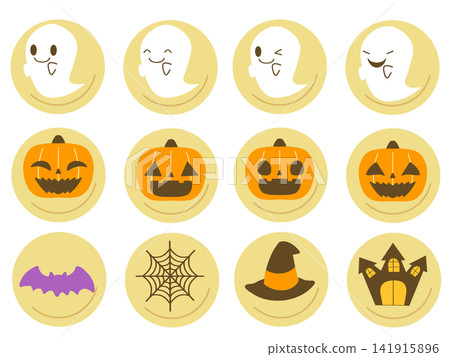 A set of cute Halloween cookie illustrations A set of cute Halloween cookie illustrations 141915896