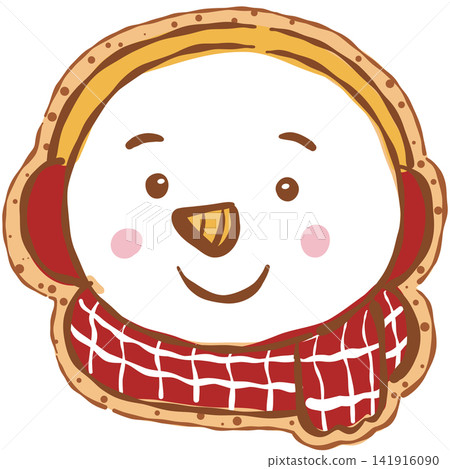 Christmas Snowman Gingerbread Cookie with Red Scarf 141916090