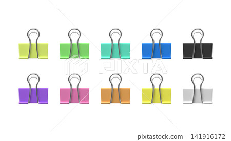 Binder clip paperclip set isolated 3D vector illustration Binder clip paperclip set isolated 3D vector illustration 141916172