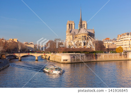 Ile de la Cite and Seine River in Paris on a Sunny Day Ile de la Cite and Seine River in Paris on a Sunny Day 141916845