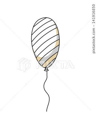 Illustration of stripe balloon. Decoration for celebration. Linear illustration. 141916850