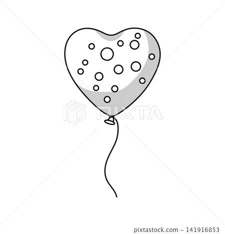 Illustration of heart balloon. Decoration for celebration. Linear illustration. Illustration of heart balloon. Decoration for celebration. Linear illustration. 141916853
