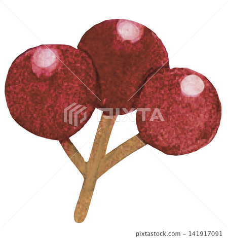 Red Berry Cluster Watercolor Clipart 141917091
