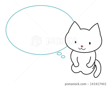 A white cat sitting in a formal kneeling position with a prim expression (with speech bubble) A white cat sitting in a formal kneeling position with a prim expression (with speech bubble) 141917401