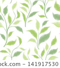 Floral leaf green seamless pattern. Branch with leaves ornamental texture. Flourish nature summer garden textured background 141917530