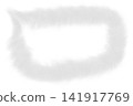 A transparent PNG image of a fluffy speech bubble frame made of white clouds. 141917769