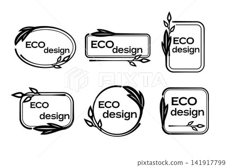 Set of eco friendly black labels, badges, frames Set of eco friendly black labels, badges, frames 141917799