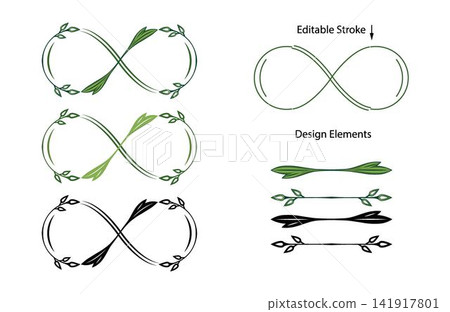 Infinity sign made of thin sprigs, leaves Infinity sign made of thin sprigs, leaves 141917801