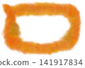 Transparent PNG image of a fluffy speech bubble frame made of orange clouds. 141917834