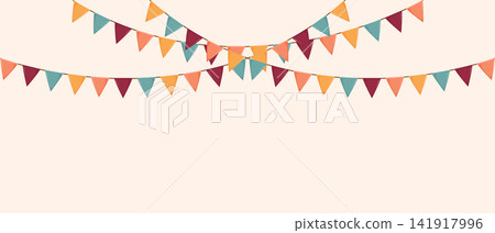 Festive party bunting garland banner background template with colorful flags Festive party bunting garland banner background template with colorful flags 141917996