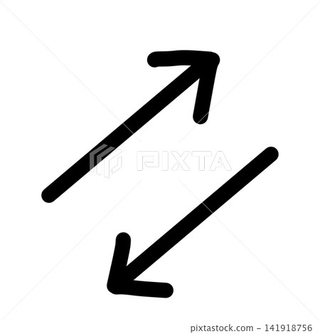 The exchange icon is represented by two thin arrows pointing to the upper right and lower left. The exchange icon is represented by two thin arrows pointing to the upper right and lower left. 141918756