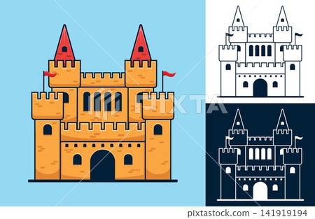 Set of castle. Vector cartoon illustration in flat icon style 141919194