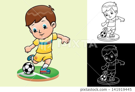 Vector cartoon of boy playing soccer Vector cartoon of boy playing soccer 141919445