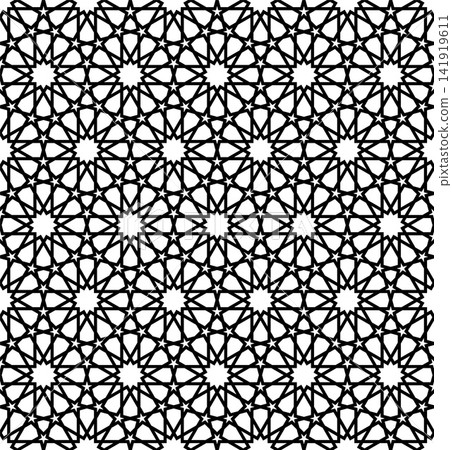 Seamless geometric pattern in arabic style Zellige in lines Seamless geometric pattern in arabic style Zellige in lines 141919611