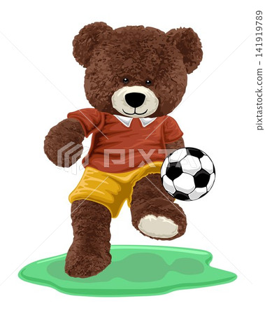 vector illustration of bear doll playing soccer vector illustration of bear doll playing soccer 141919789