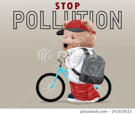 Vector illustration of bear doll with bicycle Vector illustration of bear doll with bicycle 141919815
