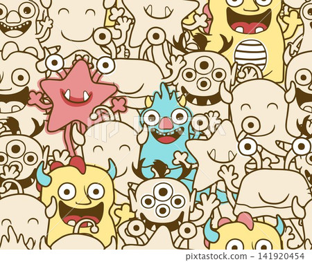 seamless pattern vector of funny monster cartoon seamless pattern vector of funny monster cartoon 141920454