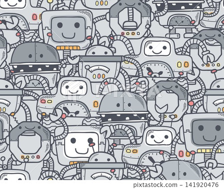 Seamless pattern vector of funny robot cartoon Seamless pattern vector of funny robot cartoon 141920476