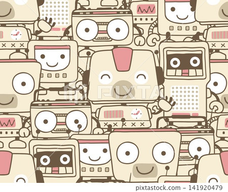 Seamless pattern vector of funny robot cartoon Seamless pattern vector of funny robot cartoon 141920479