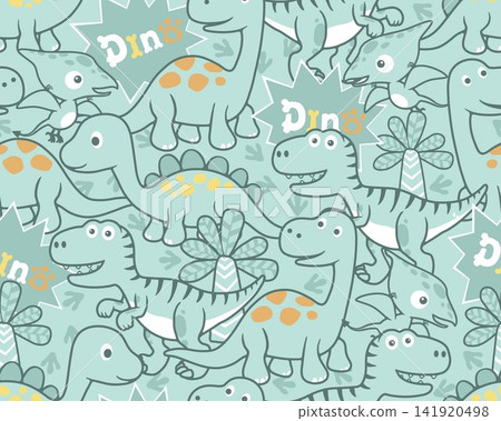 Seamless pattern vector of dinosaurs cartoon Seamless pattern vector of dinosaurs cartoon 141920498