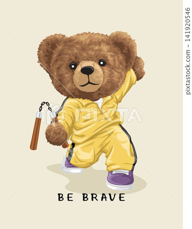 Vector illustration of nunchaku double stick teddy bear Vector illustration of nunchaku double stick teddy bear 141920546