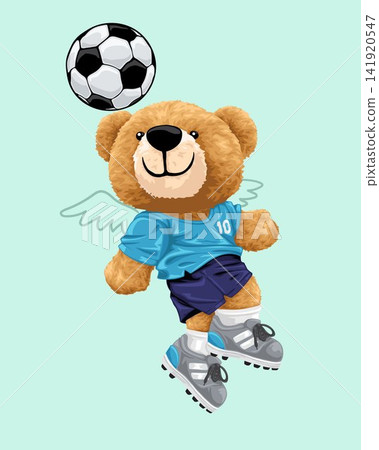 Vector illustration of hand drawn teddy bear heading ball Vector illustration of hand drawn teddy bear heading ball 141920547