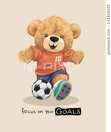 Vector illustration of hand drawn teddy bear playing soccer Vector illustration of hand drawn teddy bear playing soccer 141920583