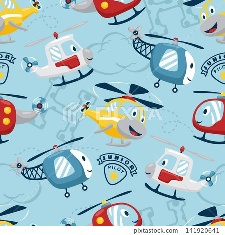 Seamless pattern vector of funny helicopters cartoon Seamless pattern vector of funny helicopters cartoon 141920641