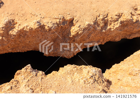 Crack after earthquake in Ras Mohammed national park, Sinai peninsula in Egypt Crack after earthquake in Ras Mohammed national park, Sinai peninsula in Egypt 141921576