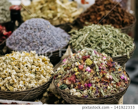 Spices in Baku market - Azerbaijan: seeds and other plant substance primarily used for flavoring or coloring food Spices in Baku market - Azerbaijan: seeds and other plant substance primarily used for flavoring or coloring food 141922333