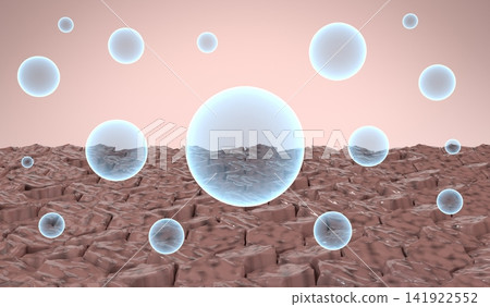 Multiple Moisture Bubbles over Dry Damaged Skin - 3d illustration Multiple Moisture Bubbles over Dry Damaged Skin - 3d illustration 141922552