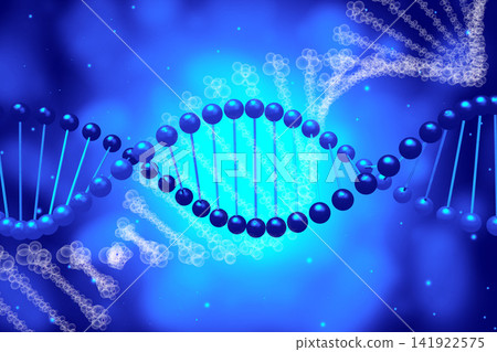 DNA chain on blue background - 3D illustration DNA chain on blue background - 3D illustration 141922575